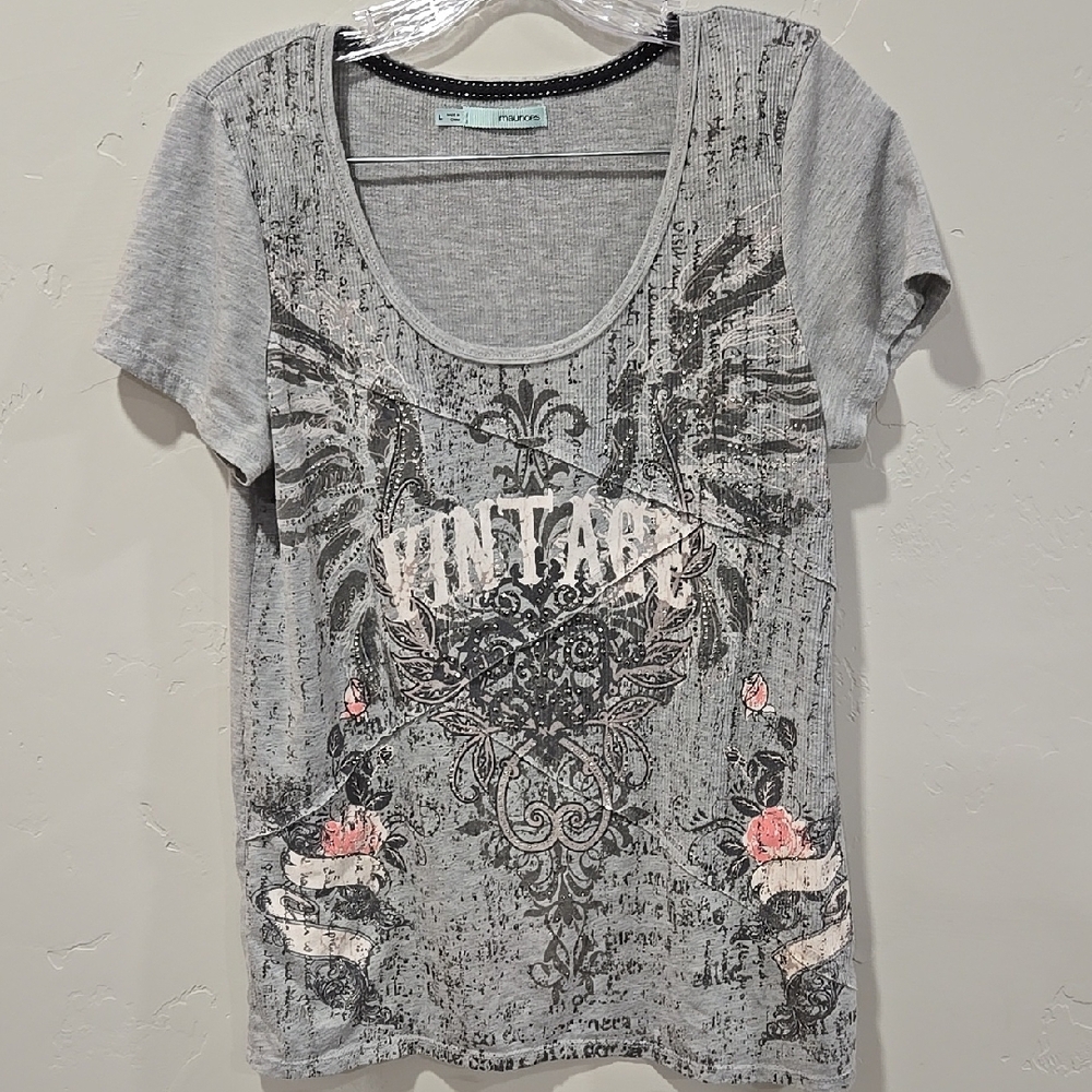 Vintage Gray Graphic Tee by Papaya